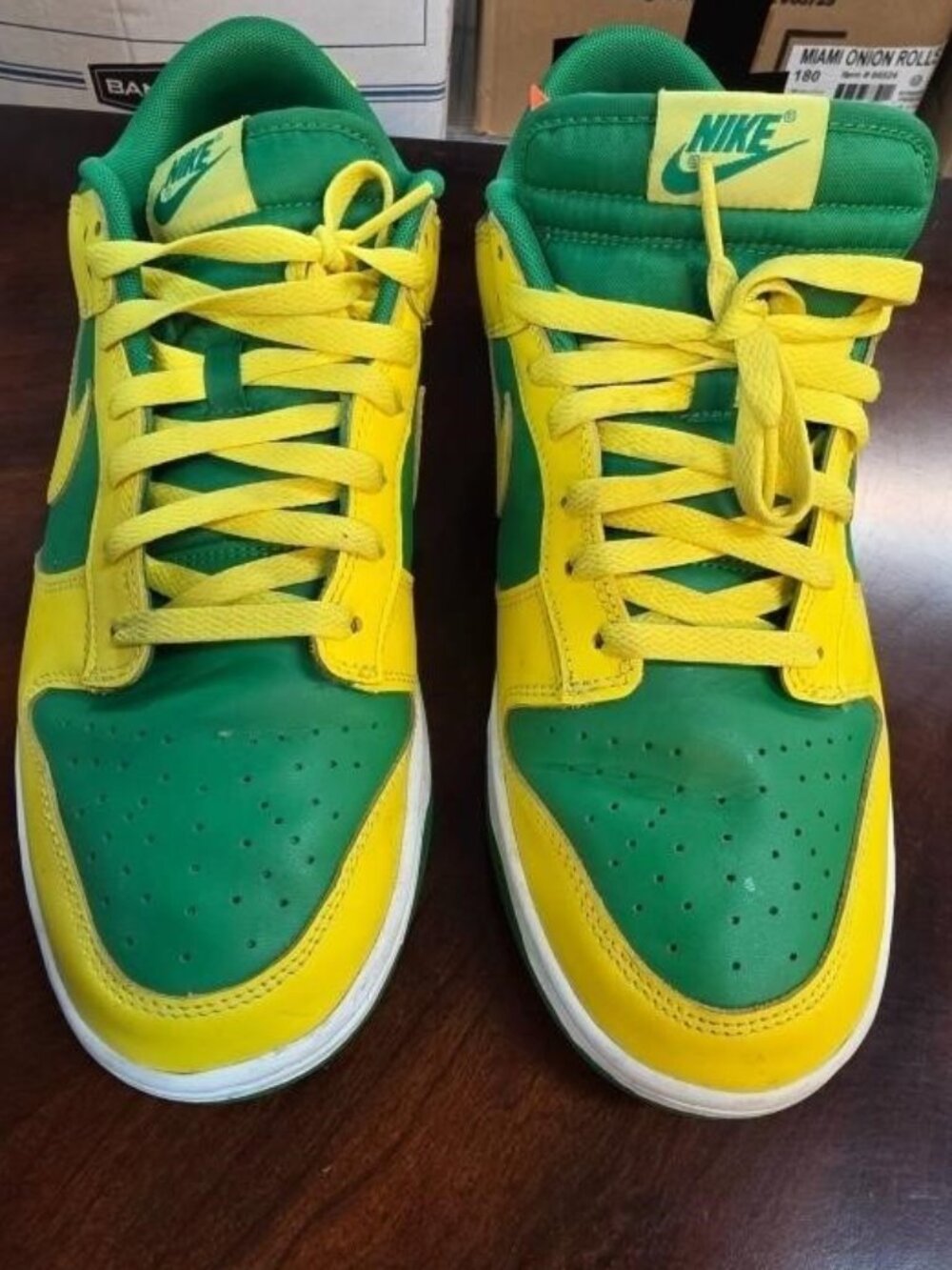 Nike Dunk Low Sz 11.5 Yellow and Green Reverse Brazil Sneakers